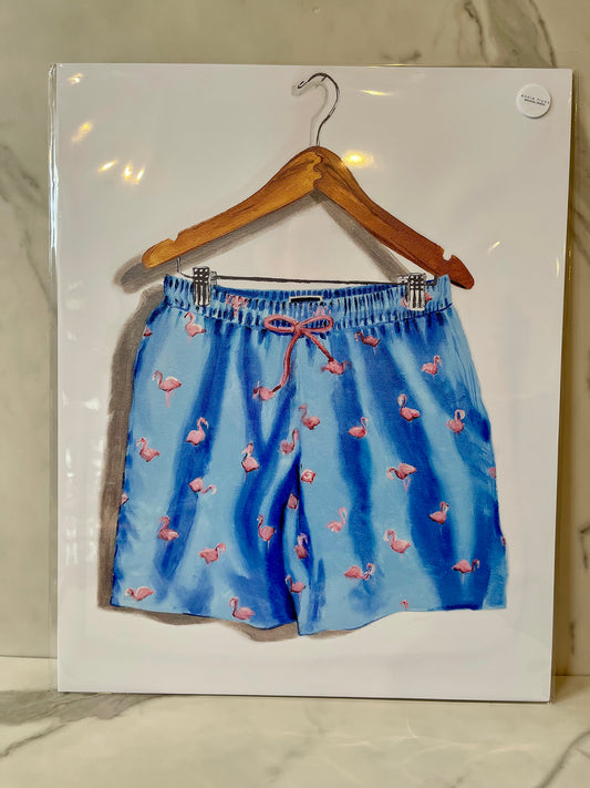 His 5 Blue Flamingo - ARCHIVAL PRINT
